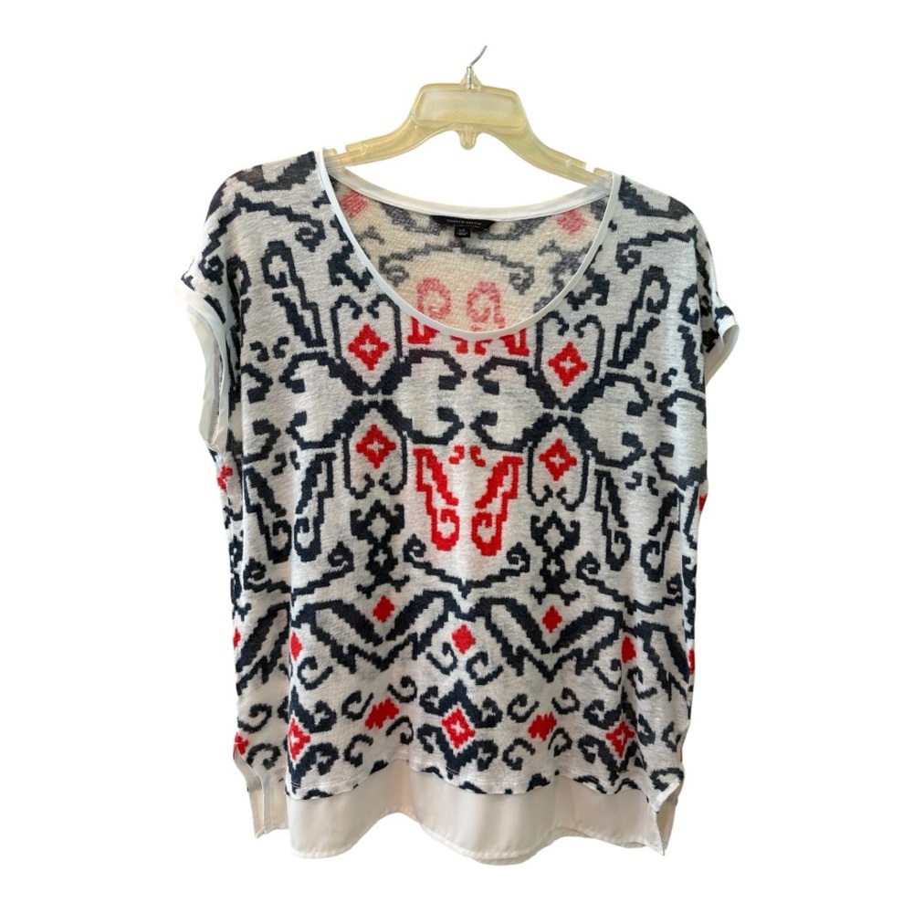 Tommy Hilfiger Red and Navy Patterned Blouse
